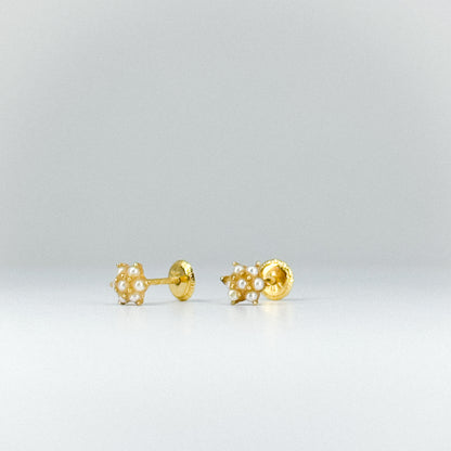 Aretes Roseta de Perlas en oro 18k ✨