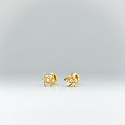 Aretes Roseta de Perlas en oro 18k ✨