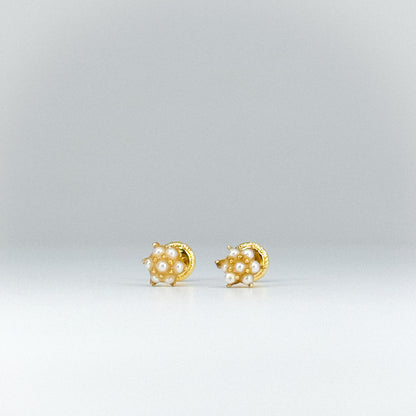 Aretes Roseta de Perlas en oro 18k ✨