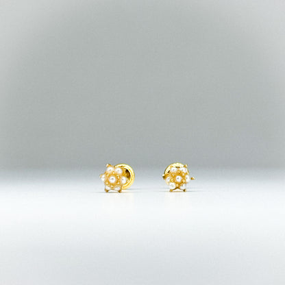 Aretes Roseta de Perlas en oro 18k ✨