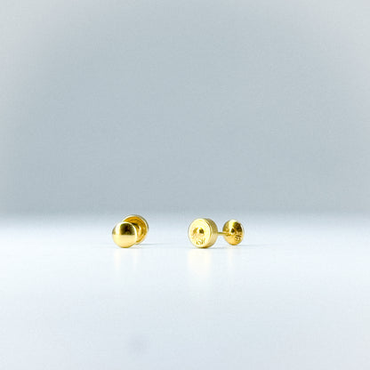 Aretes Topito Lenteja en oro 18k