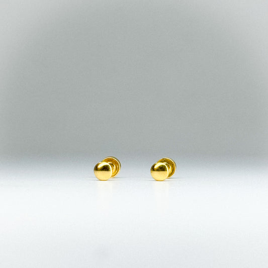 Aretes Topito Lenteja en oro 18k