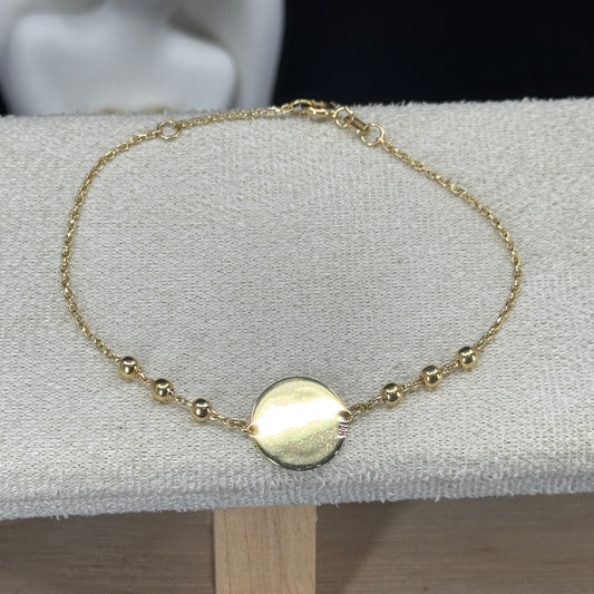 Pulsera Placa Personalizable Esferas 3mm – Oro 18K