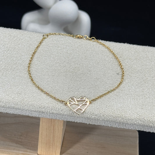 Pulsera Corazón Geométrico – Oro 18K