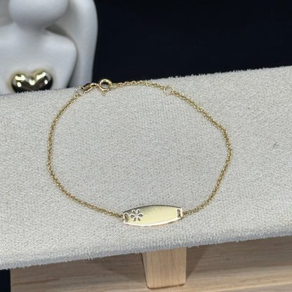 Pulsera Óvalo Flor Calada 2 cm – Oro 18K