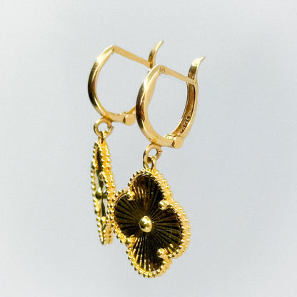 Aretes Trébol Radiante en Oro 18k