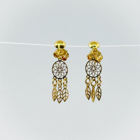 Aretes Atrapasueños de Oro 18k – Espíritu Libre