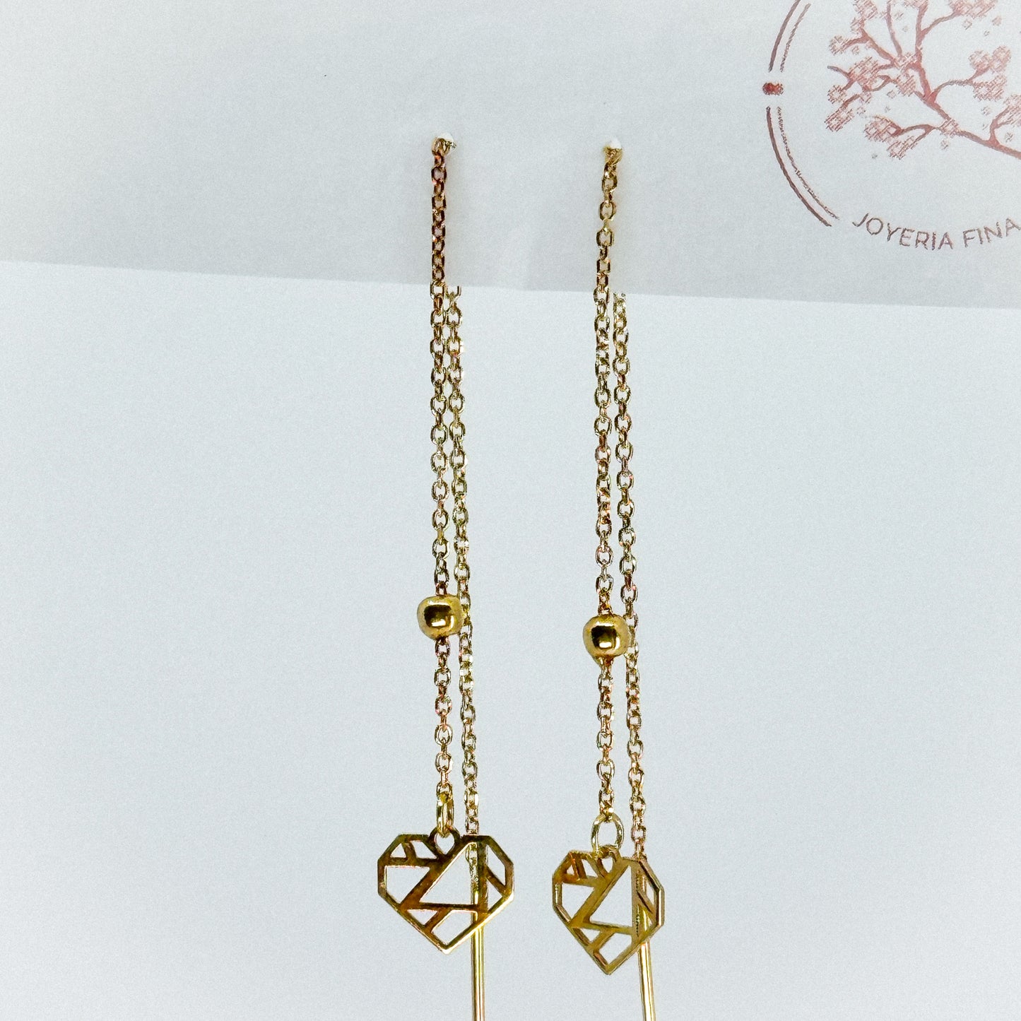 Aretes Corazón Trenzado de Oro 18k