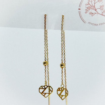 Aretes Corazón Trenzado de Oro 18k