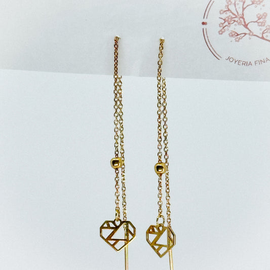 Aretes Corazón Trenzado de Oro 18k