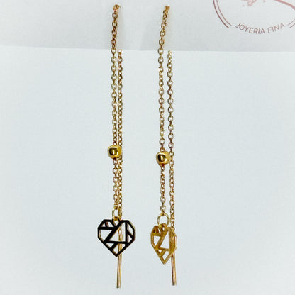 Aretes Corazón Trenzado de Oro 18k