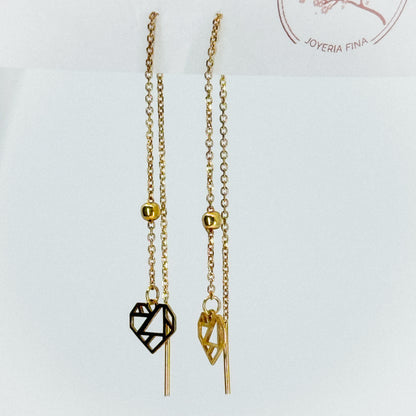 Aretes Corazón Trenzado de Oro 18k