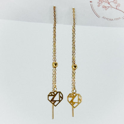 Aretes Corazón Trenzado de Oro 18k