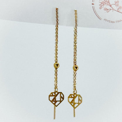 Aretes Corazón Trenzado de Oro 18k