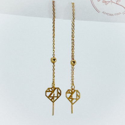 Aretes Corazón Trenzado de Oro 18k
