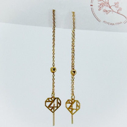 Aretes Corazón Trenzado de Oro 18k