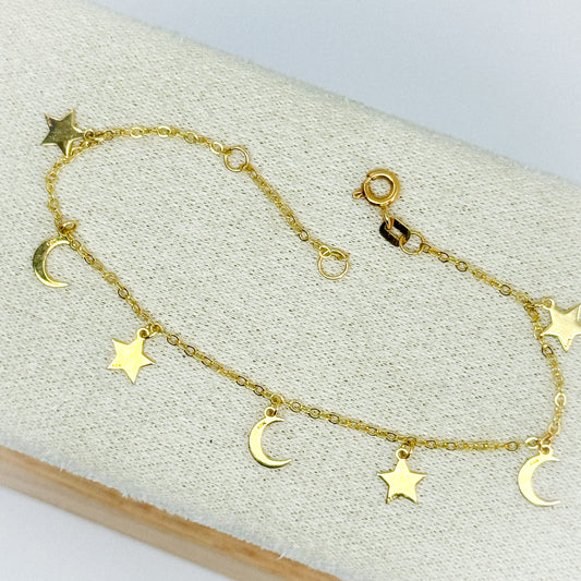 Pulsera Cielo de Estrellas y Lunas 18k✨