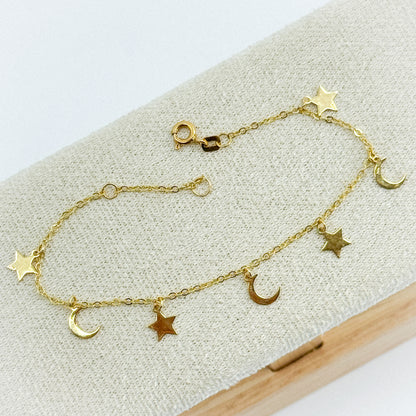 Pulsera Cielo de Estrellas y Lunas 18k✨