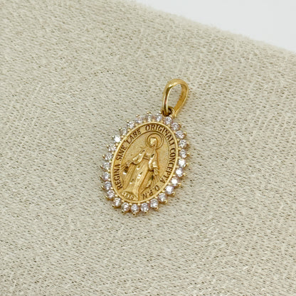 Dije Virgen Milagrosa Oval Brillante – Oro 18k