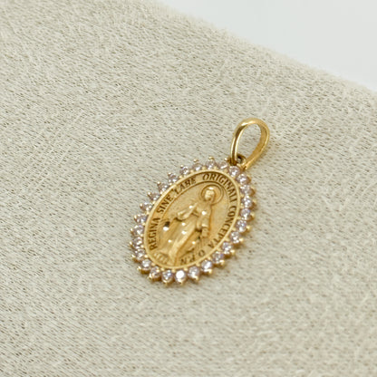 Dije Virgen Milagrosa Oval Brillante – Oro 18k