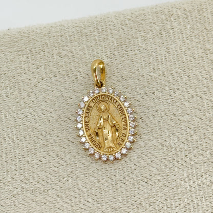 Dije Virgen Milagrosa Oval Brillante – Oro 18k