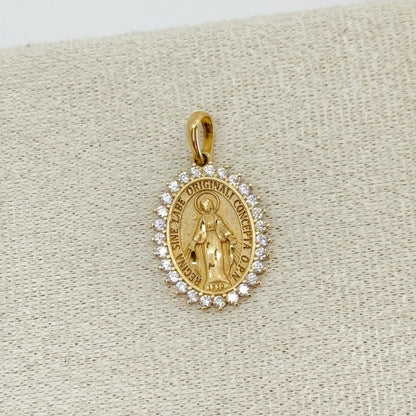 Dije Virgen Milagrosa Oval Brillante – Oro 18k