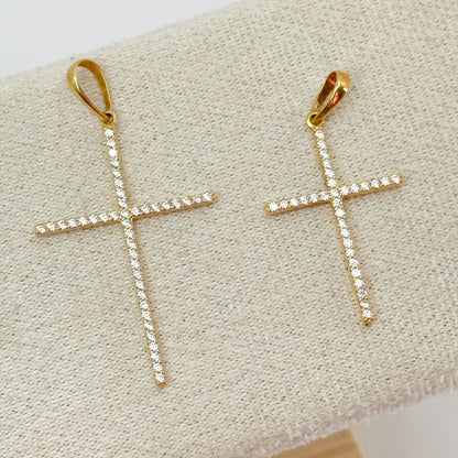 Dije Cruz Brillante – Oro 18k con Circones