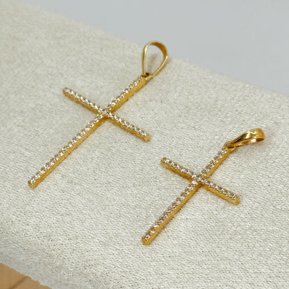 Dije Cruz Pavé Brillante Oro 18K