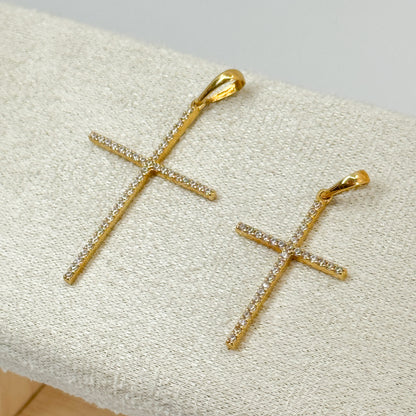 Dije Cruz Brillante – Oro 18k con Circones
