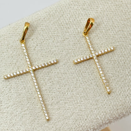 Dije Cruz Brillante – Oro 18k con Circones