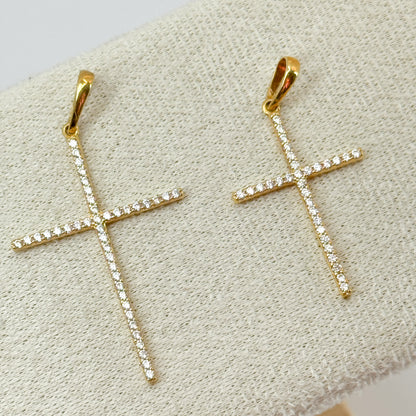 Dije Cruz Pavé Brillante Oro 18K