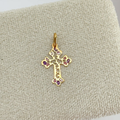 Dije Cruz Aura Floral – Oro 18k