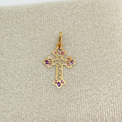 Dije Cruz Aura Floral – Oro 18k