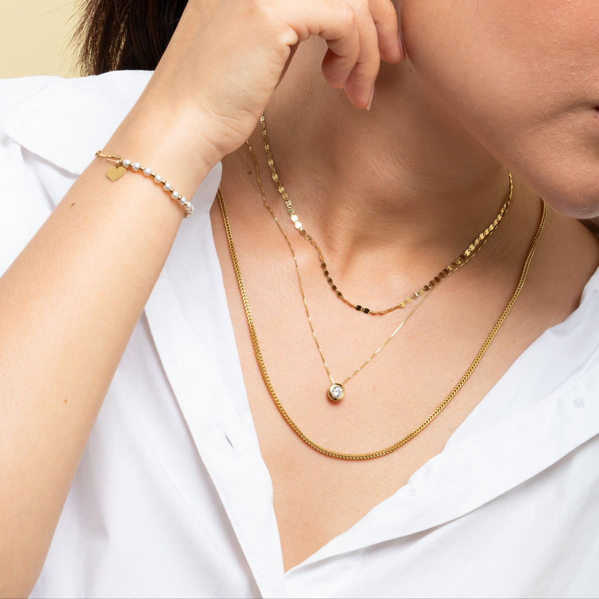 Collar Solitario Cristal de Oro 18K