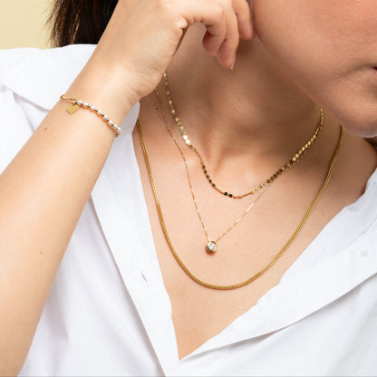 Collar Solitario Cristal de Oro 18K