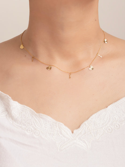 Choker Llaves & Corazones Brillantes 18k