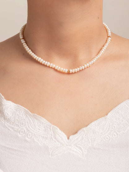 Collar Perla del Río y Broche Timón en Oro 18k 40cm