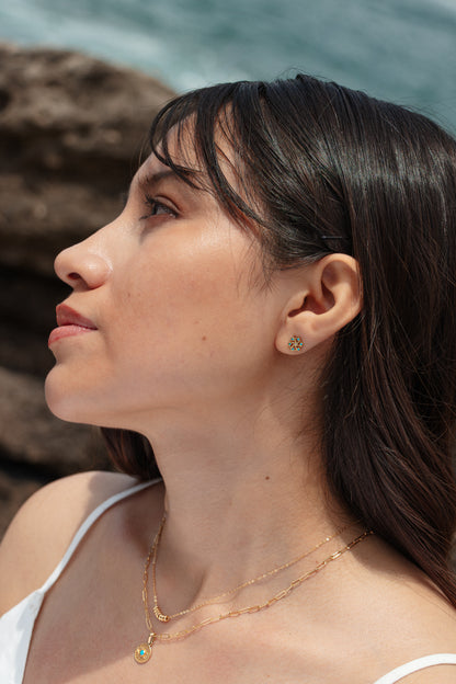 Aretes flor turquesa
