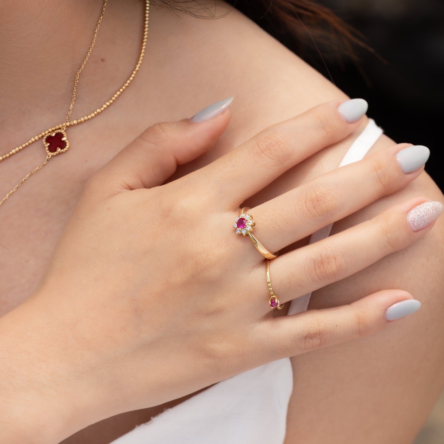 Anillo Solitario Rosa
