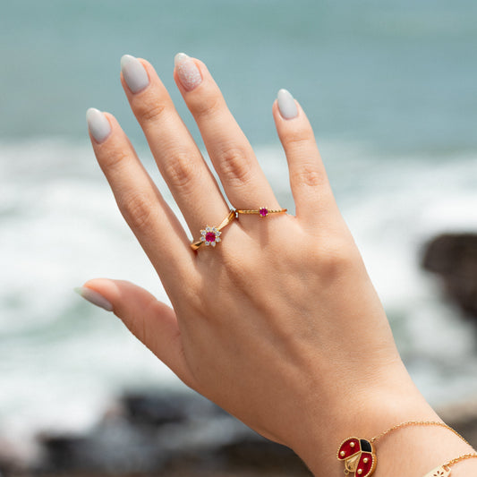 Anillo Solitario Rosa