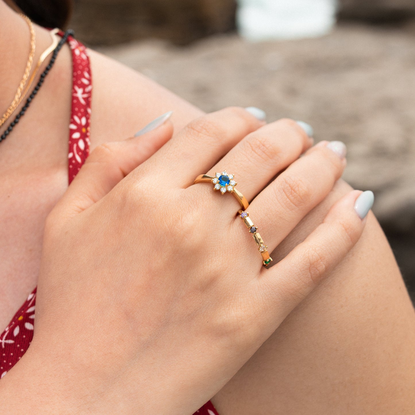 Anillo Solitario Azul