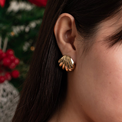 Aretes concha de oro 18k